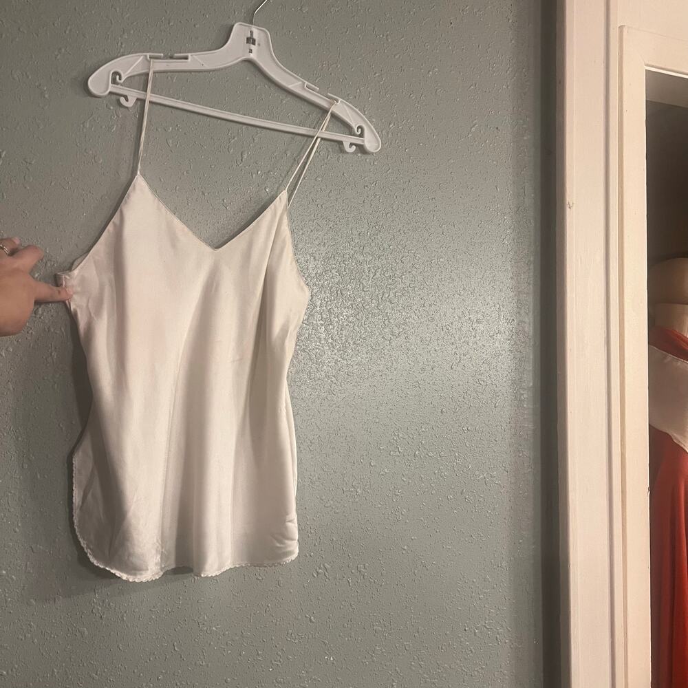 Vtg Womens Ivory Camisole Lingerie Top Slip Top Feminine Sexy Old Money Classic